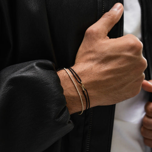 GLORIE ARMBAND ZWART STOF ARMBAND 585 GOUD