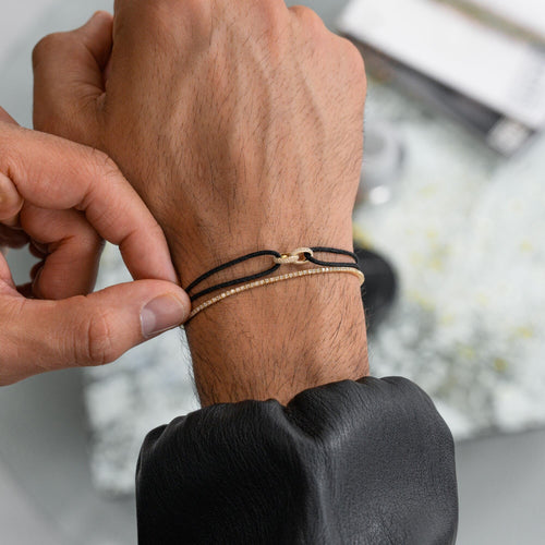 BRILLIANCE ARMBAND STOF ARMBAND 585 GOUD LAB DIAMANTEN