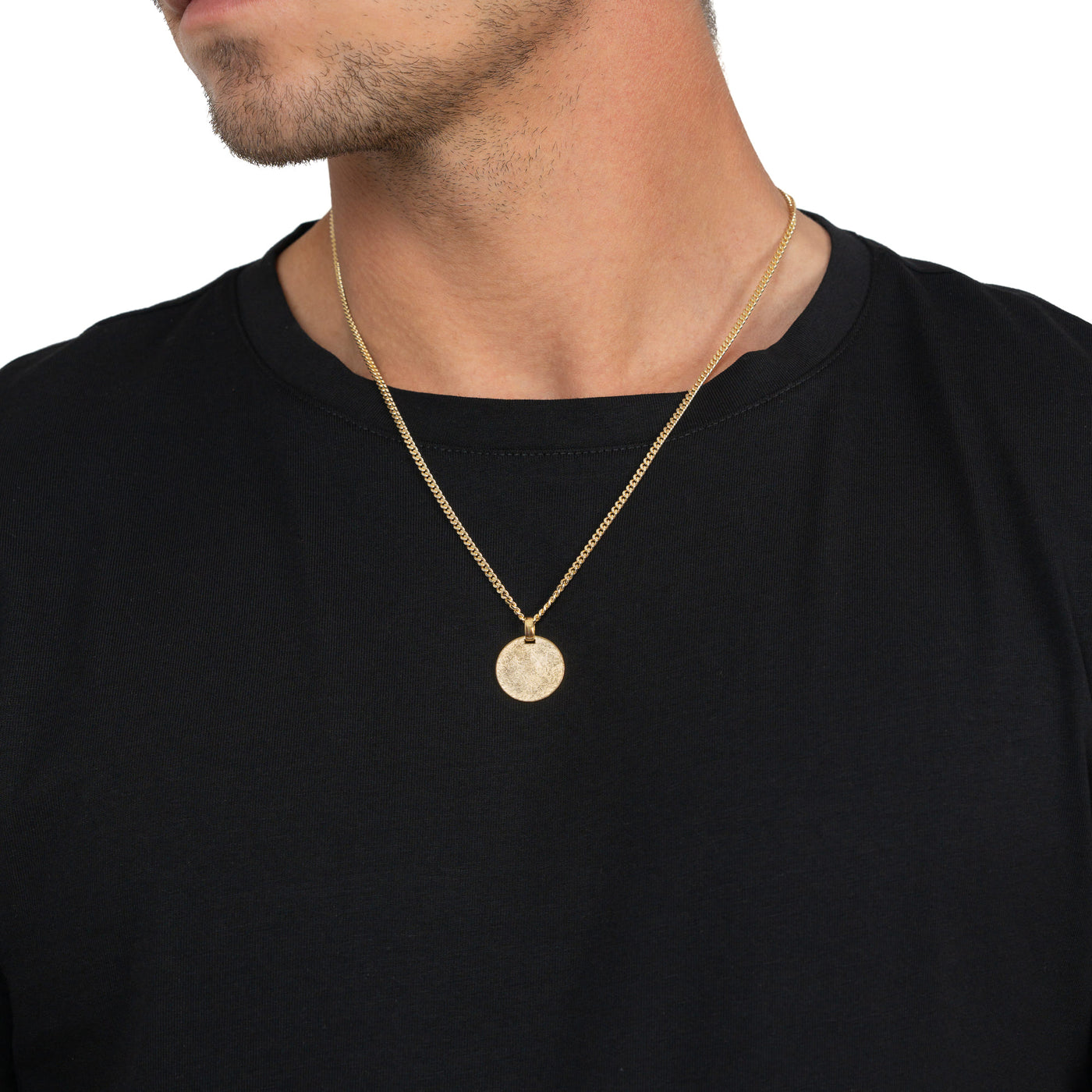 GRAVEERPLAATJE ROND IJSMAT COLLIER 925 ZILVER 18 KARAAT VERGULD