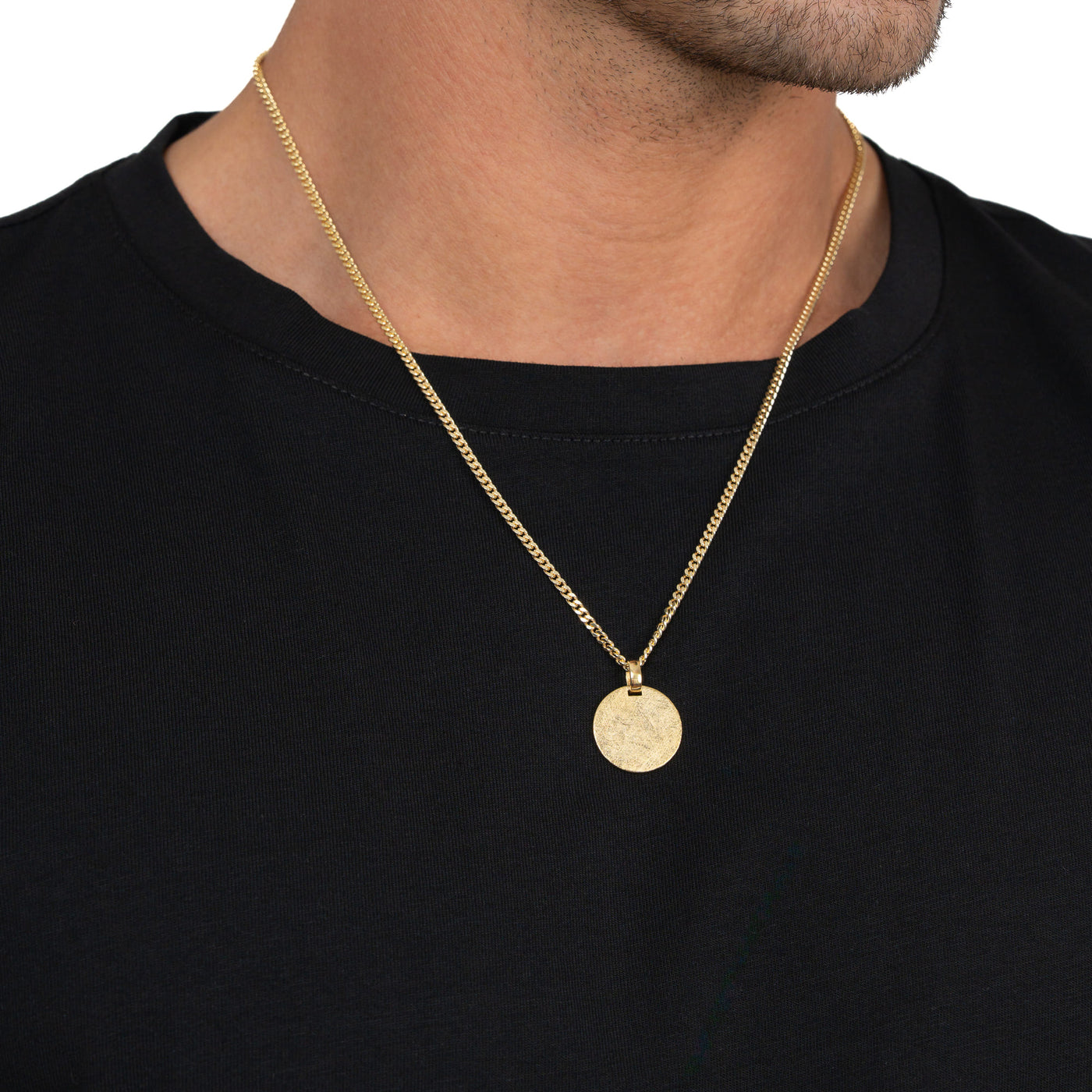 GRAVEERPLAATJE ROND IJSMAT COLLIER 925 ZILVER 18 KARAAT VERGULD