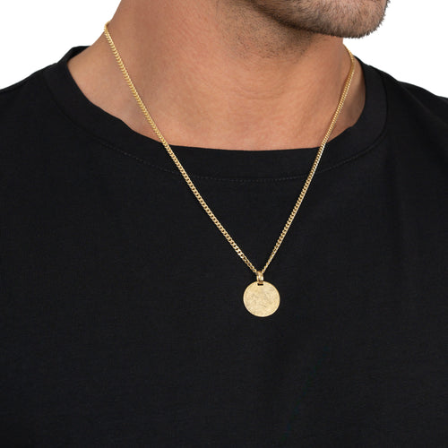 GRAVEERPLAATJE ROND IJSMAT COLLIER 925 ZILVER 18 KARAAT VERGULD