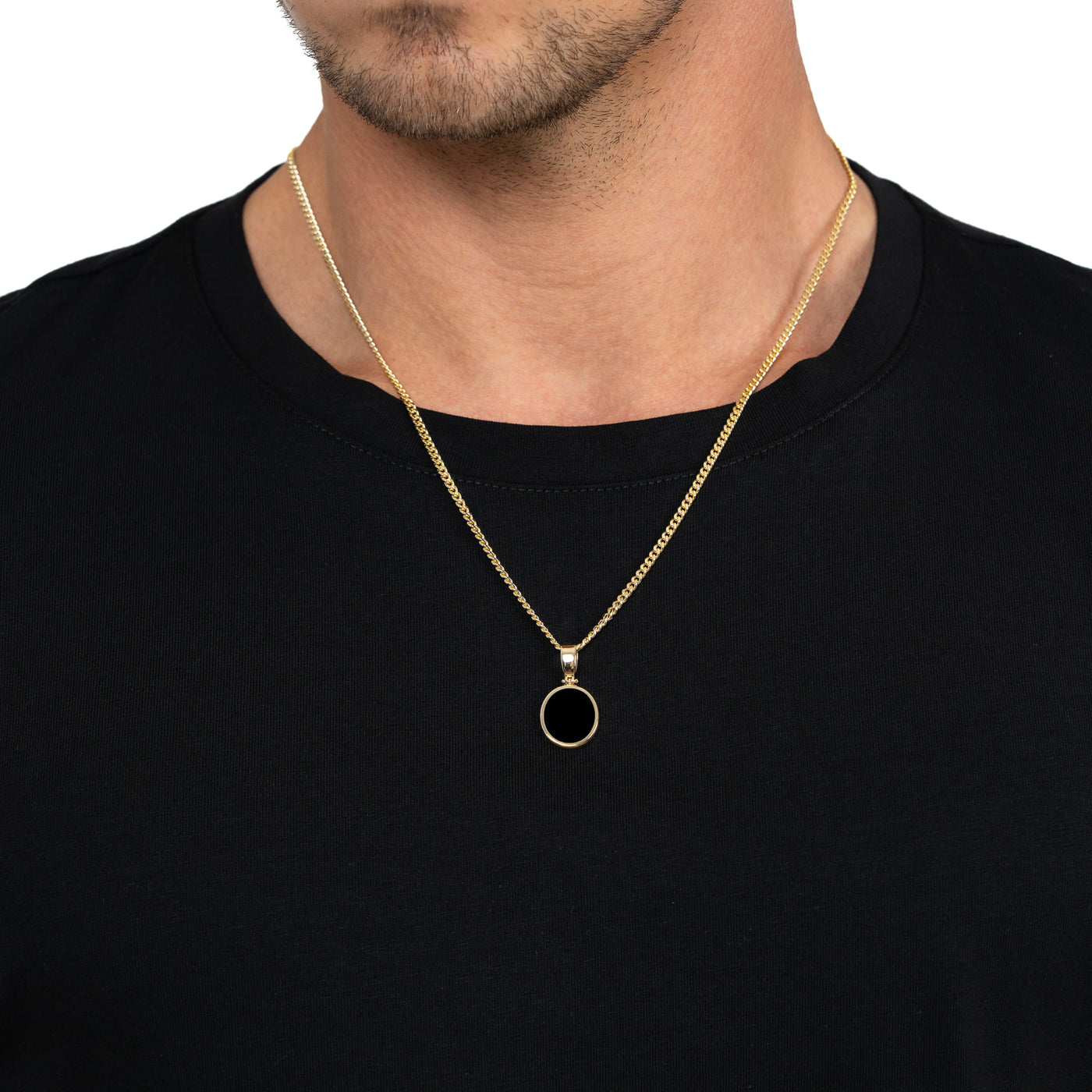 ONYX OVAAL COLLIER 585 GOUD