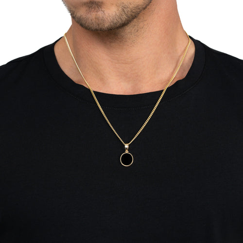ONYX OVAAL COLLIER 585 GOUD