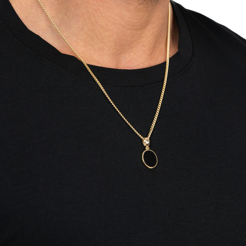 ONYX OVAAL COLLIER 585 GOUD