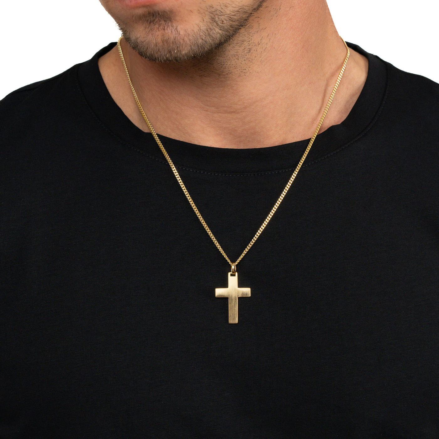 KRUIS KETTING MAT 925 ZILVER 18 KARAAT VERGULD