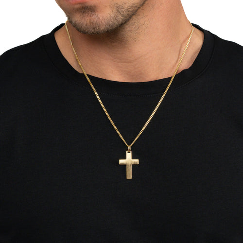 KRUIS KETTING MAT 925 ZILVER 18 KARAAT VERGULD