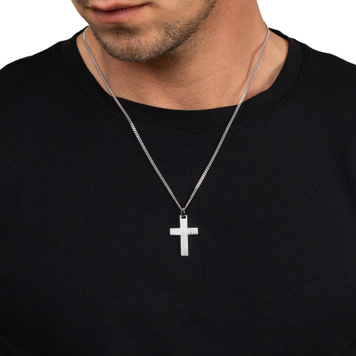 KRUIS KETTING MAT 925 ZILVER GERHODINEERD