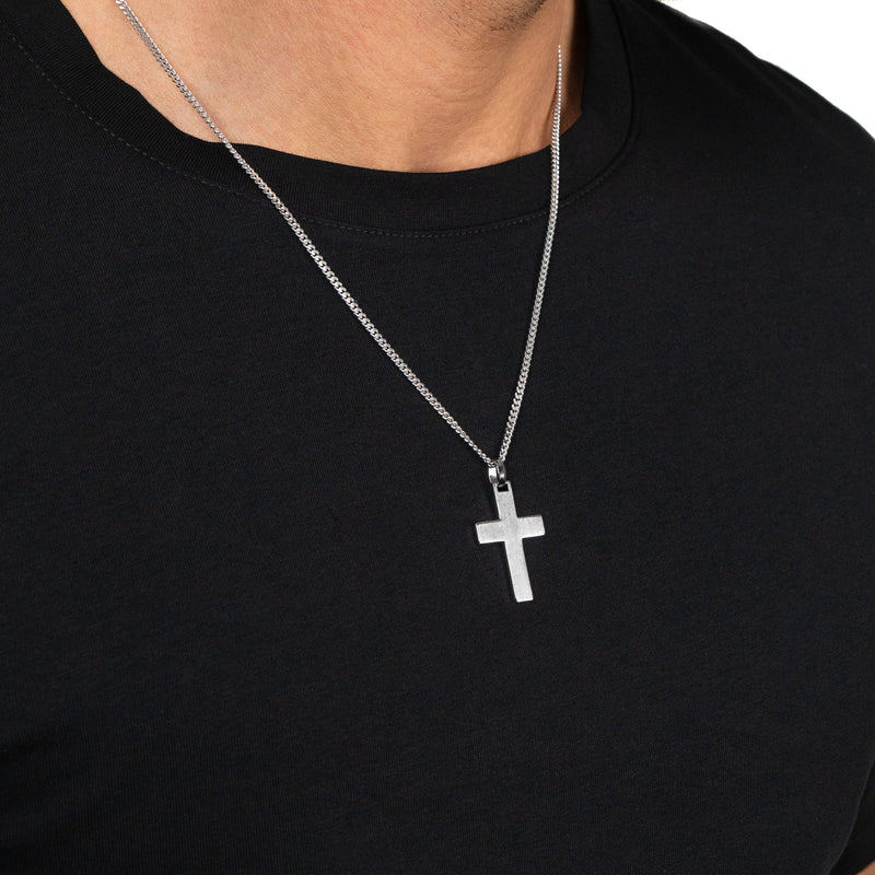 KRUIS KETTING MAT 925 ZILVER GERHODINEERD