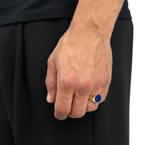 ZEGELRING LAPIS OVAAL 585, 750 GOUD