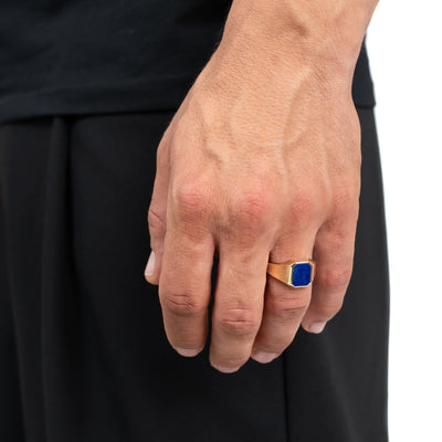 ZEGELRING LAPIS OCTAGON 585, 750 GOUD