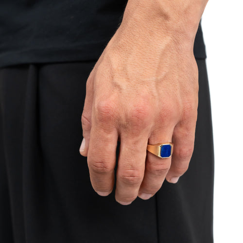 ZEGELRING LAPIS OCTAGON 585, 750 GOUD