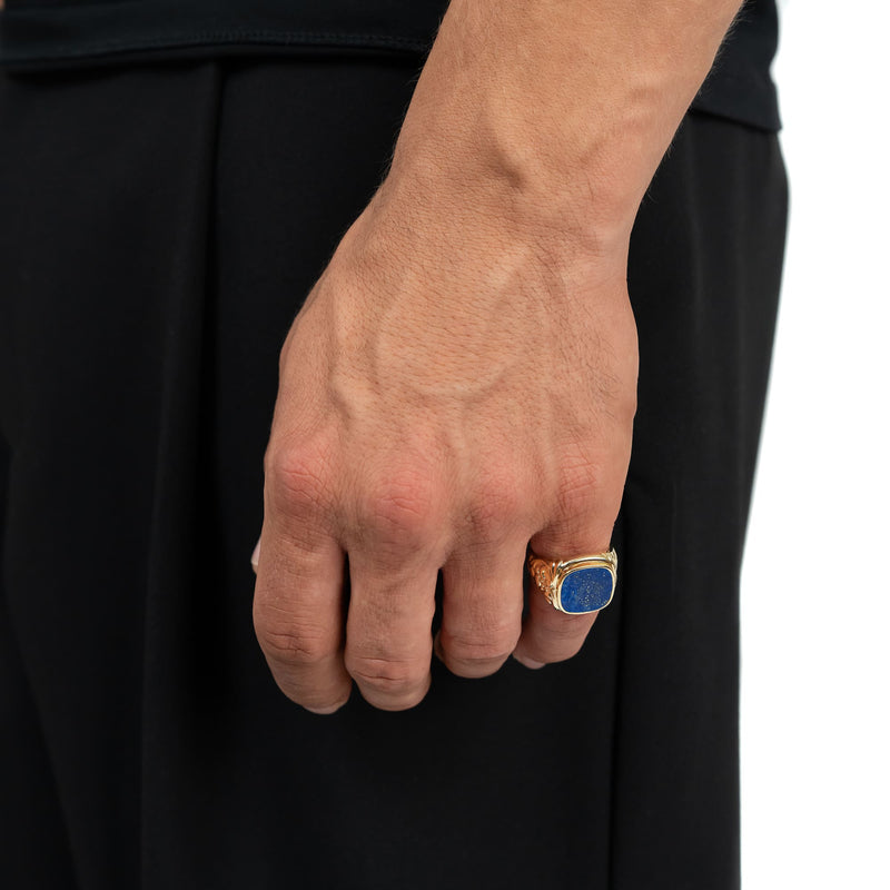 ART NOUVEAU ZEGELRING LAPIS 585, 750 GOUD