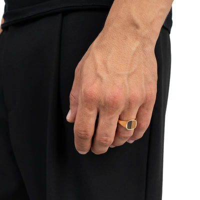 ZEGELRING TIJGEROOG VIERKANT 585, 750 GOUD