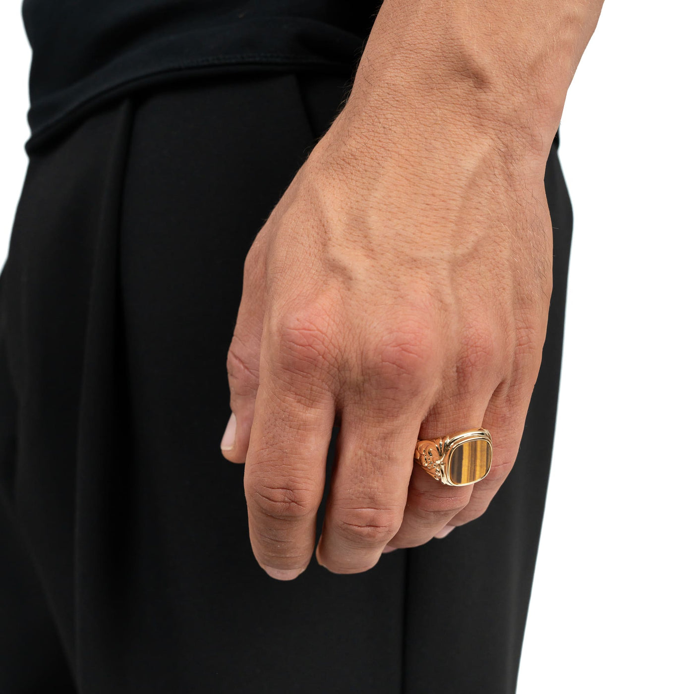 ART NOUVEAU ZEGELRING TIJGEROOG 585, 750 GOUD