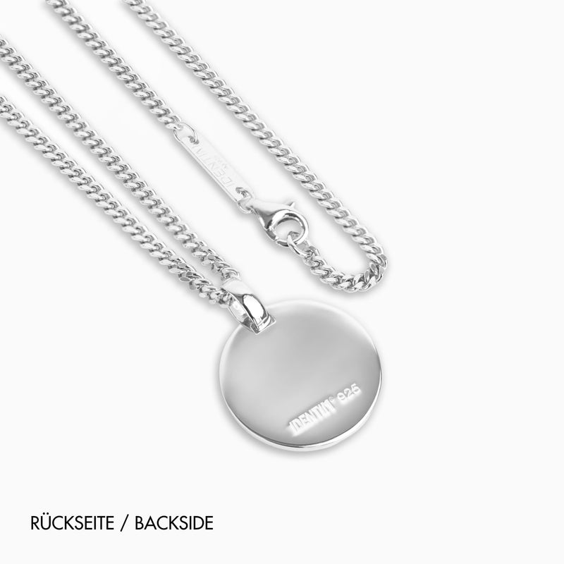 GRAVEERPLAATJE ROND COLLIER 925 ZILVER GERHODINEERD