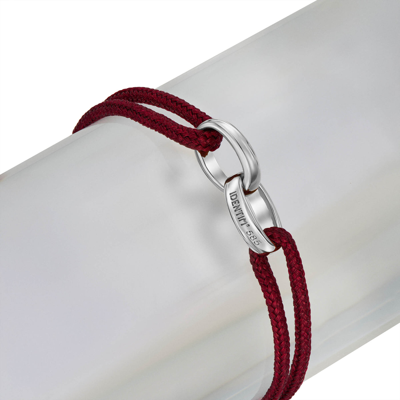 GLORIE ARMBAND BORDEAUX STOFFARBAND 585 WITGOUD