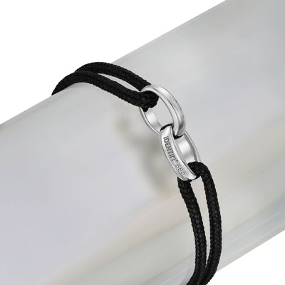 GLORIE ARMBAND ZWART STOFFARMBAND 585 WITGOUD