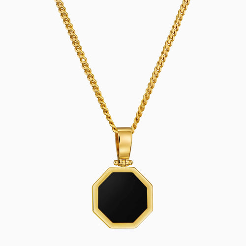 ONYX OCTAGON HALSKETTING 585 GOUD