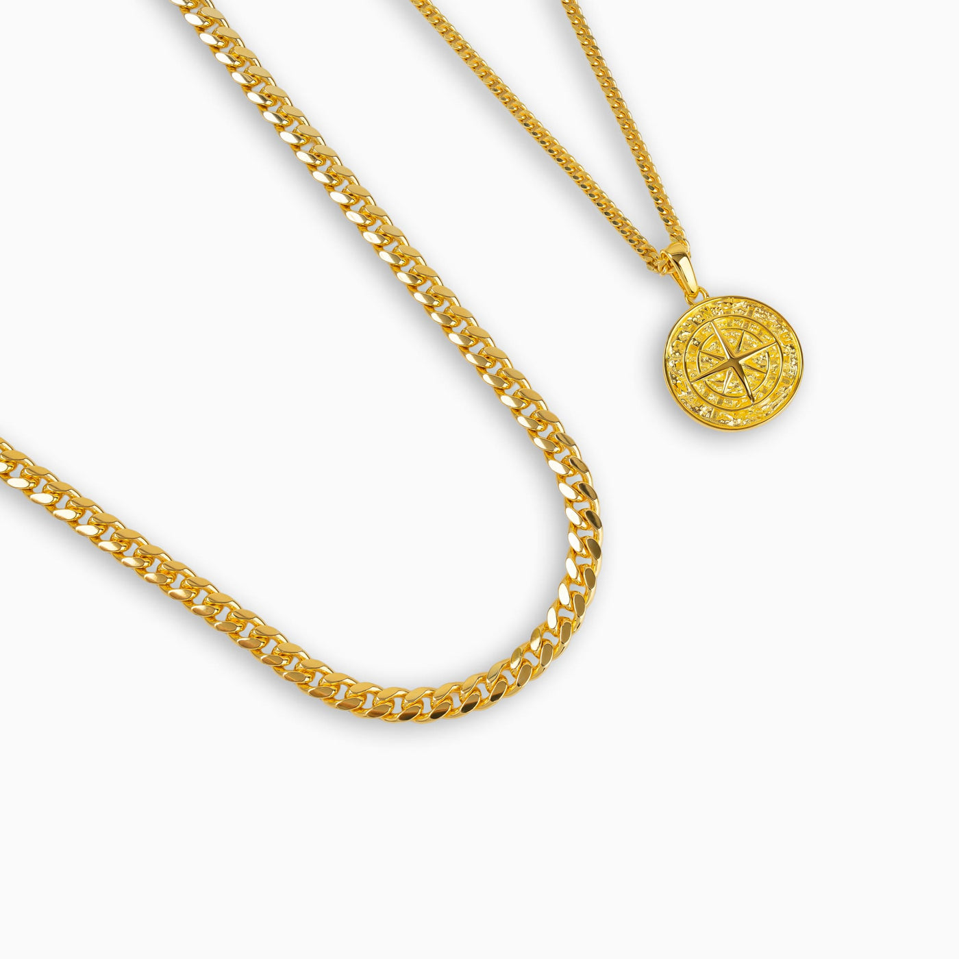 KOMPAS KETTING CURB SET 925 ZILVER 18 KARAAT VERGULD