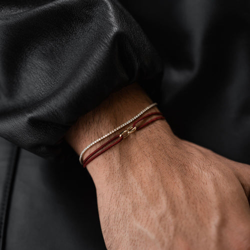 GLORIE ARMBAND BORDEAUX STOF ARMBAND 585 GOUD