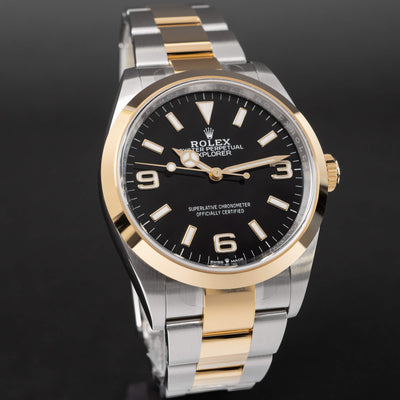 ROLEX EXPLORER 36 STAAL/GOUD - 124273 - 2023 - VOLLEDIGE SET - GEDEELTELIJK GELIJMD - NIEUW