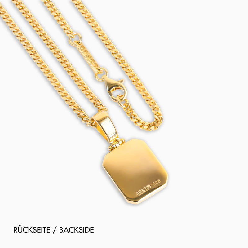 ONYX ACHTHOEK COLLIER 925 ZILVER 18 KARAAT VERGULD