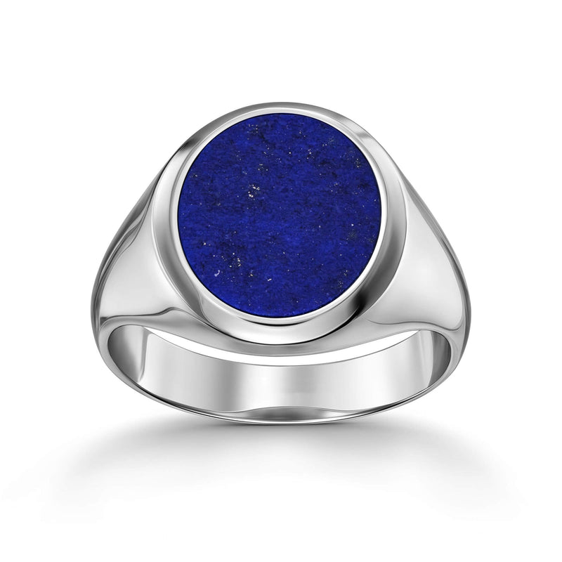 ZEGELRING LAPIS OVAAL 585, 750 WITGOUD, 950 PLATINA