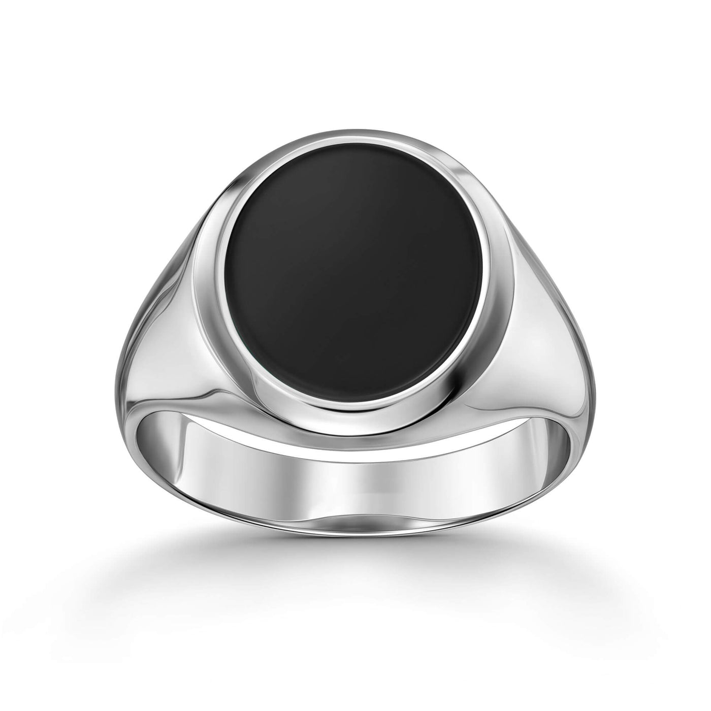 VERZEGELRING ONYX OVAAL 585, 750 WITGOUD, 950 PLATINA