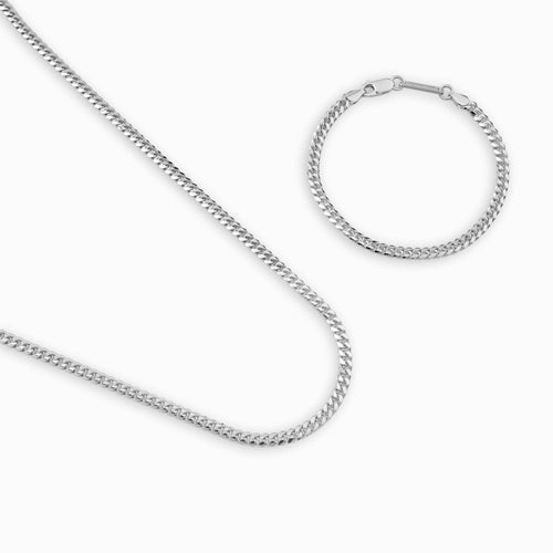 CURB KETTING SET CUBAANS 925 ZILVER GERHODINEERD 4,00MM