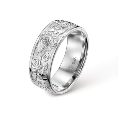 ROSE RING 925 ZILVER GERHODINEERD