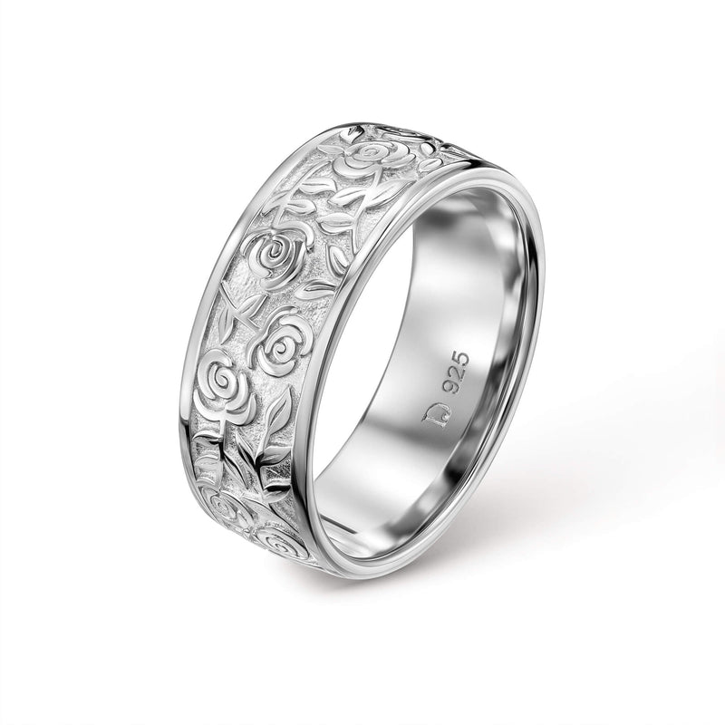 ROSE RING 925 ZILVER GERHODINEERD