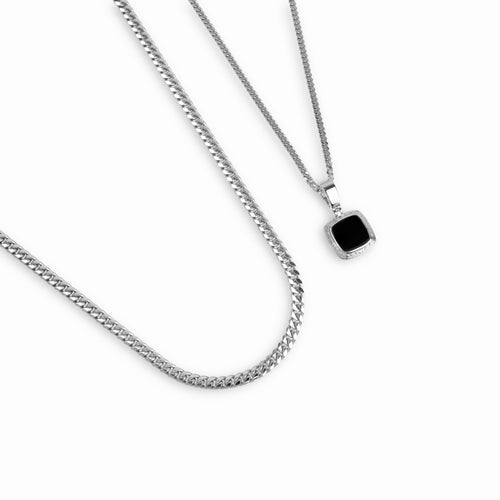 ART NOUVEAU COLLIER KRULKETTING SET 925 ZILVER GERHODINEERD