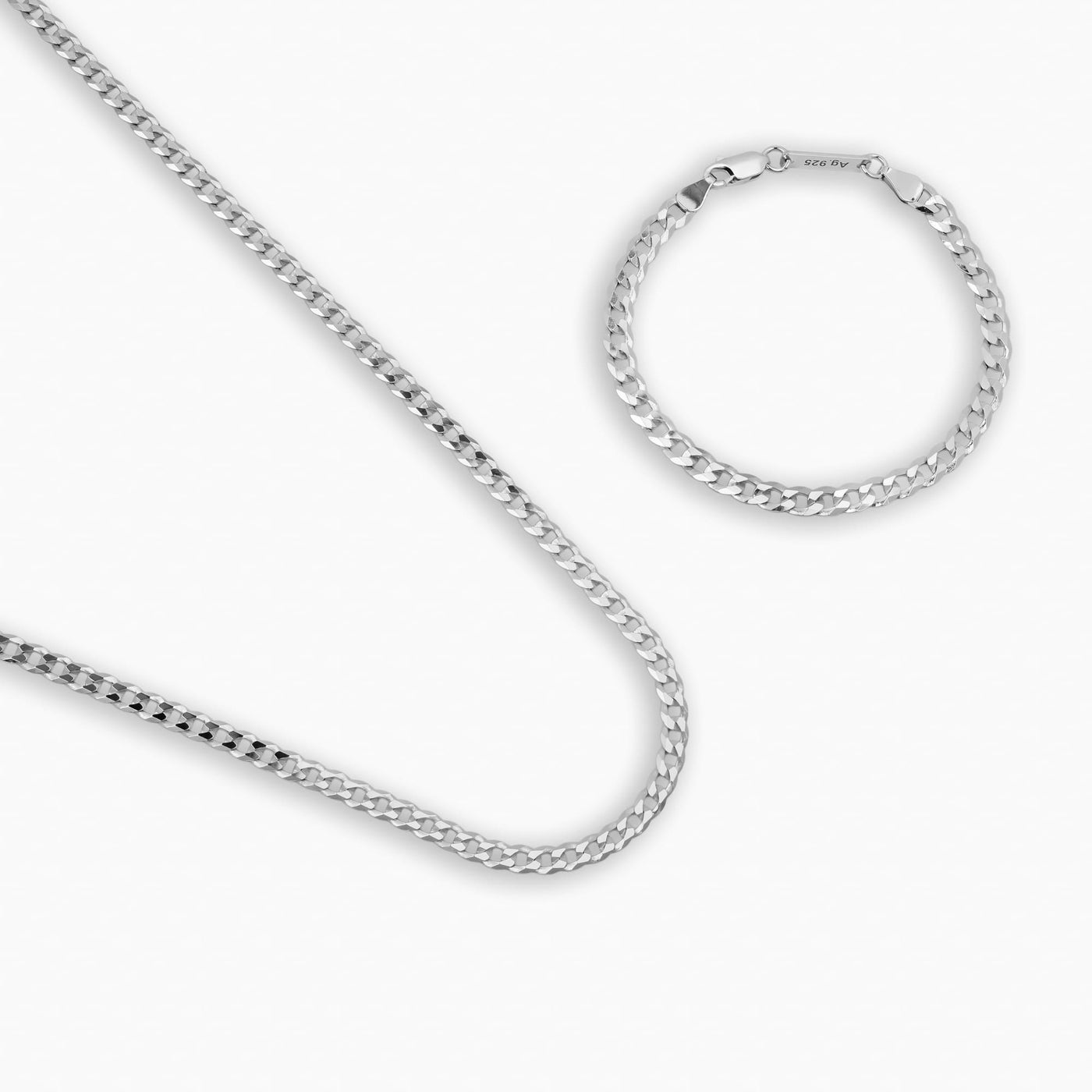 PANZERKETTING SET 925 ZILVER GERHODINEERD 5,00 MM