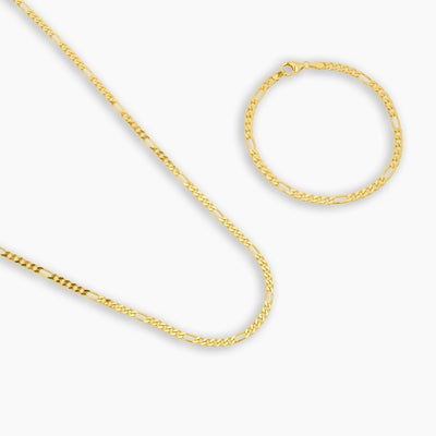 FIGARO COLLIER SET 925 ZILVER 18 KARAAT VERGULD 3,40MM