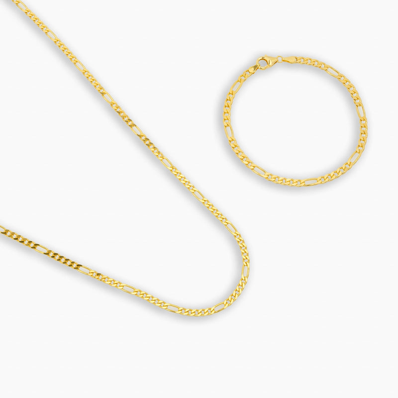 FIGARO COLLIER SET 925 ZILVER 18 KARAAT VERGULD 3,40MM