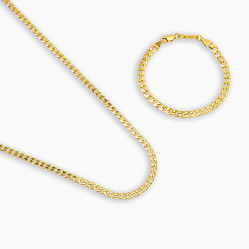 SCHAKELKETTING 925 ZILVER 18 KARAAT VERGULD 5,00MM