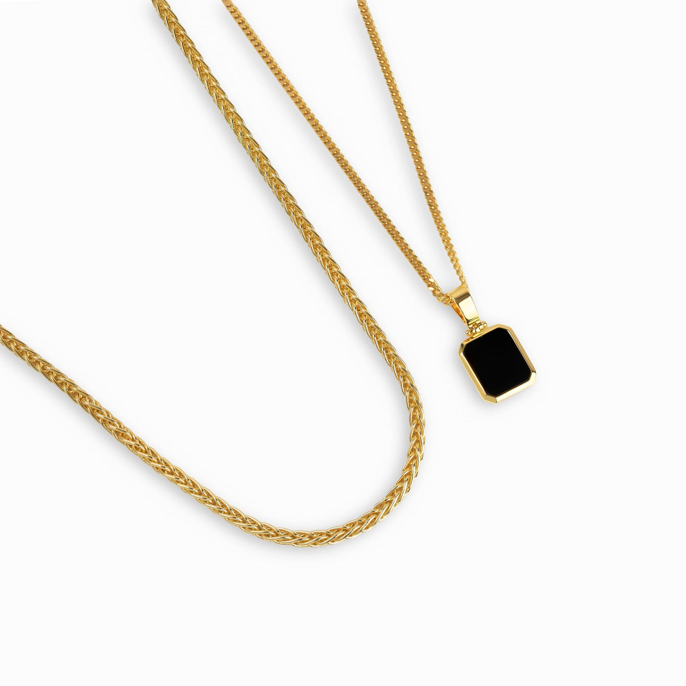 ONYX COLLIER VLECHT COLLIER SET 925 ZILVER 18 KARAAT VERGULD