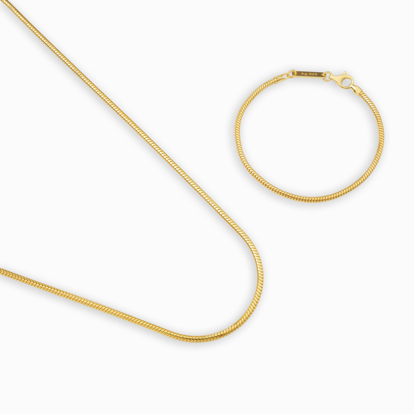 SLANGENKETTING SET 925 ZILVER 18 KARAAT VERGULD 2,50MM