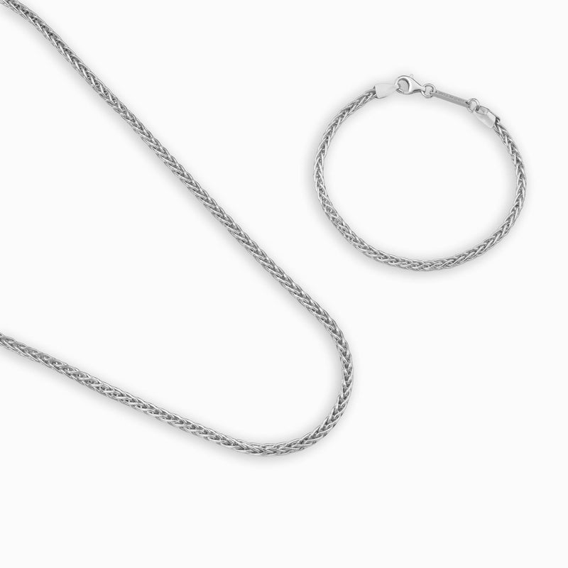 VLECHT KETTING BEZET 925 ZILVER GERHODINEERD 3,60MM