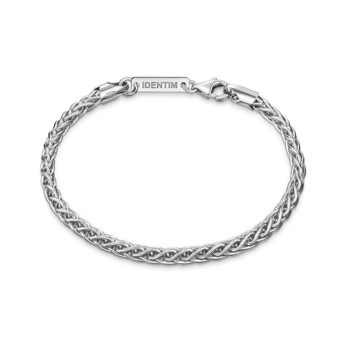 GEVLOCHTEN KETTING ARMBAND 925 ZILVER GERHODINEERD 3,60MM