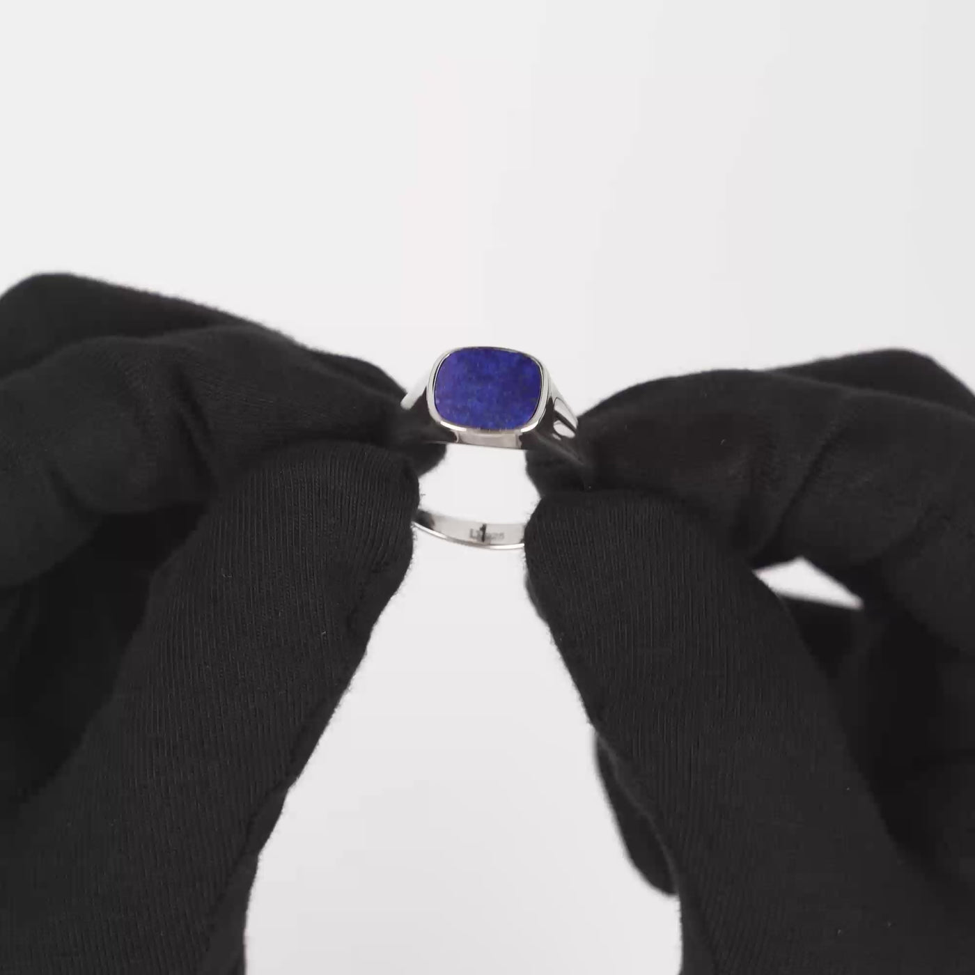 ZEGELRING LAPIS VIERKANT 925 ZILVER GERHODINEERD