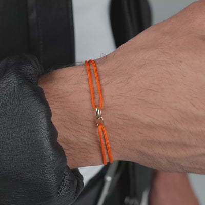 GLORIE ARMBAND ORANJE STOFFEN ARMBAND 585 GOUD