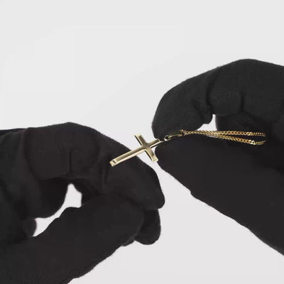 KRUIS FACETGESLEPEN COLLIER 585 GOUD