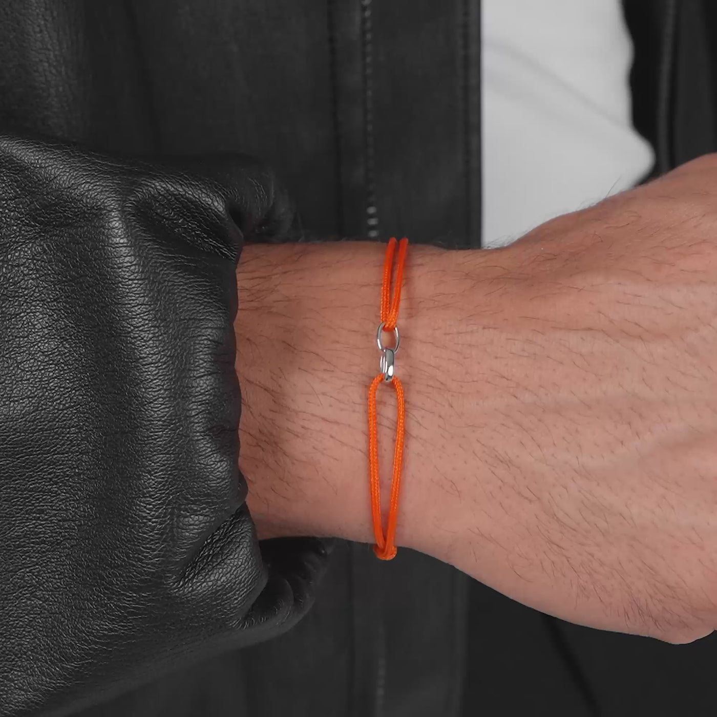 GLORIE ARMBAND ORANJE STOFFARBAND 585 WITGOUD