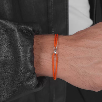 GLORIE ARMBAND ORANJE STOFFARBAND 585 WITGOUD