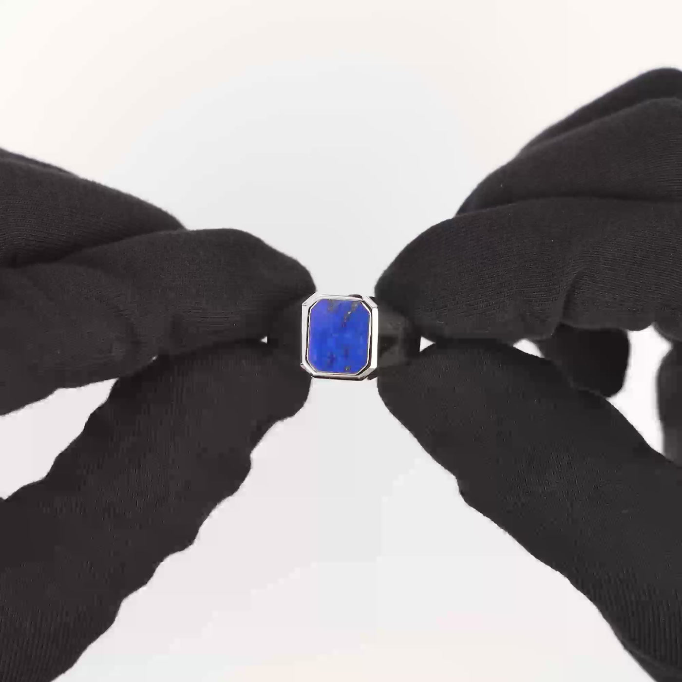 ZEGELRING LAPIS OCTAGON 925 ZILVER GERHODINEERD