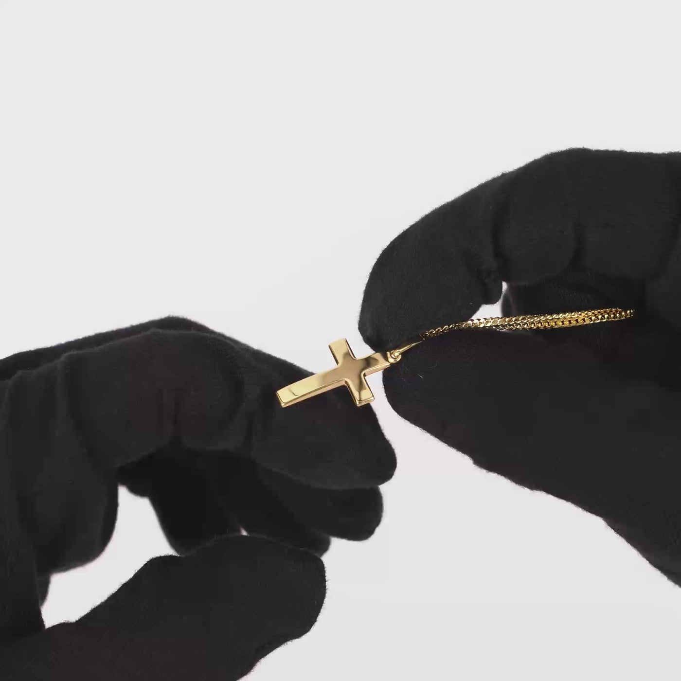 KRUIS GEPOLIJST COLLIER 333 GOUD