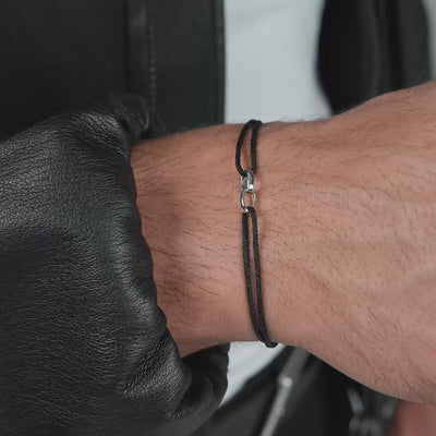 GLORIE ARMBAND ZWART STOFFARMBAND 585 WITGOUD