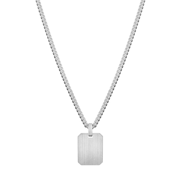 GRAVEERPLAATJE ACHTHOEK COLLIER 925 ZILVER GERHODINEERD - IDENTIM®